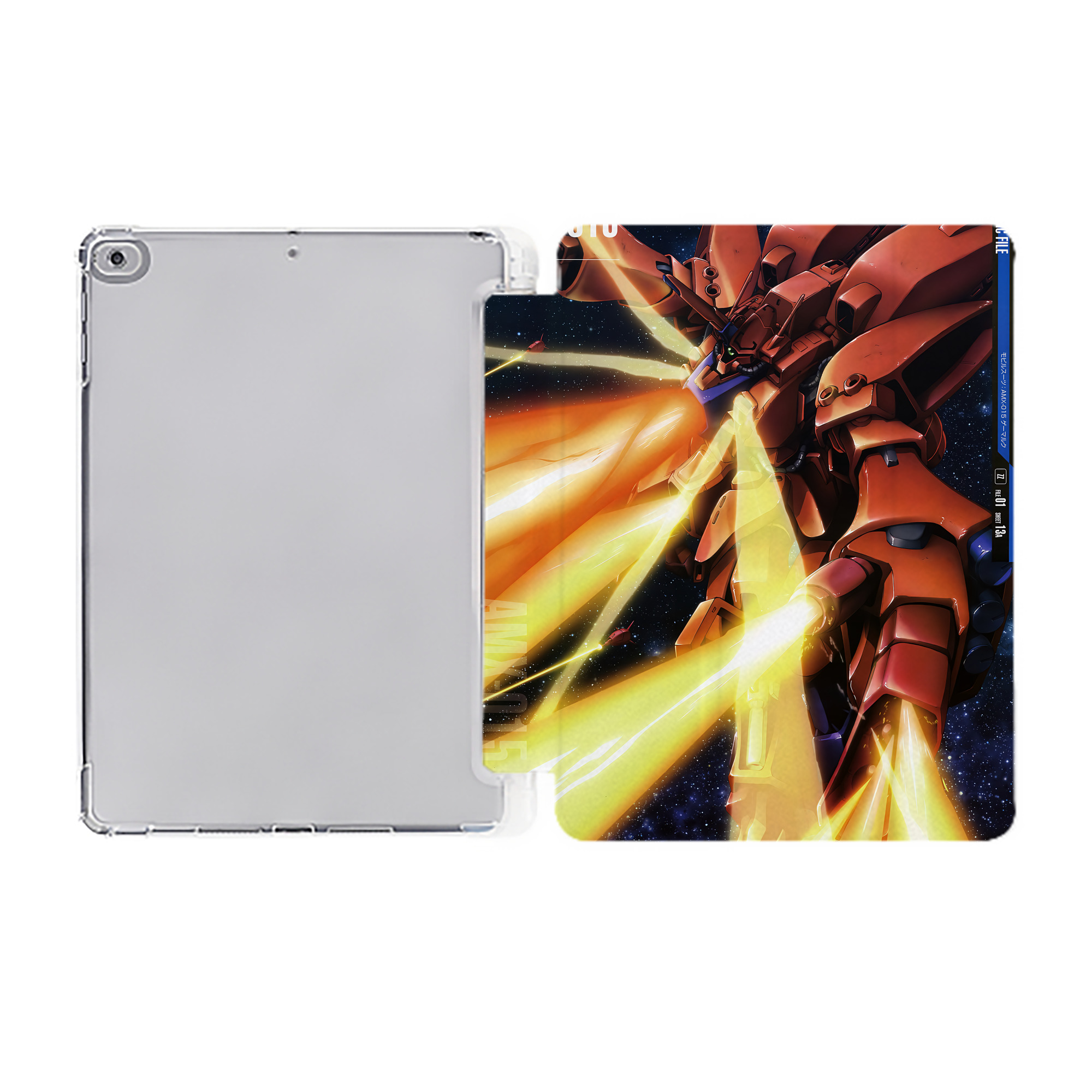 （画像用） 機動戦士ガンダム Mobile Suit Gundam IPad ケース ペン収納付き 三つ折りスタンド PUレザー×シリコン 対応機種9.5/10.5/10.9インチ